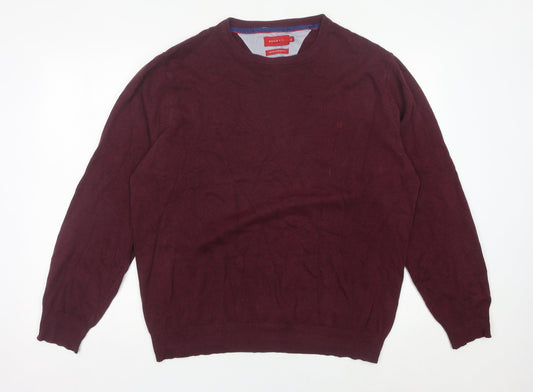Benetti Mens Red XL Cotton Crew Neck Pullover Jumper