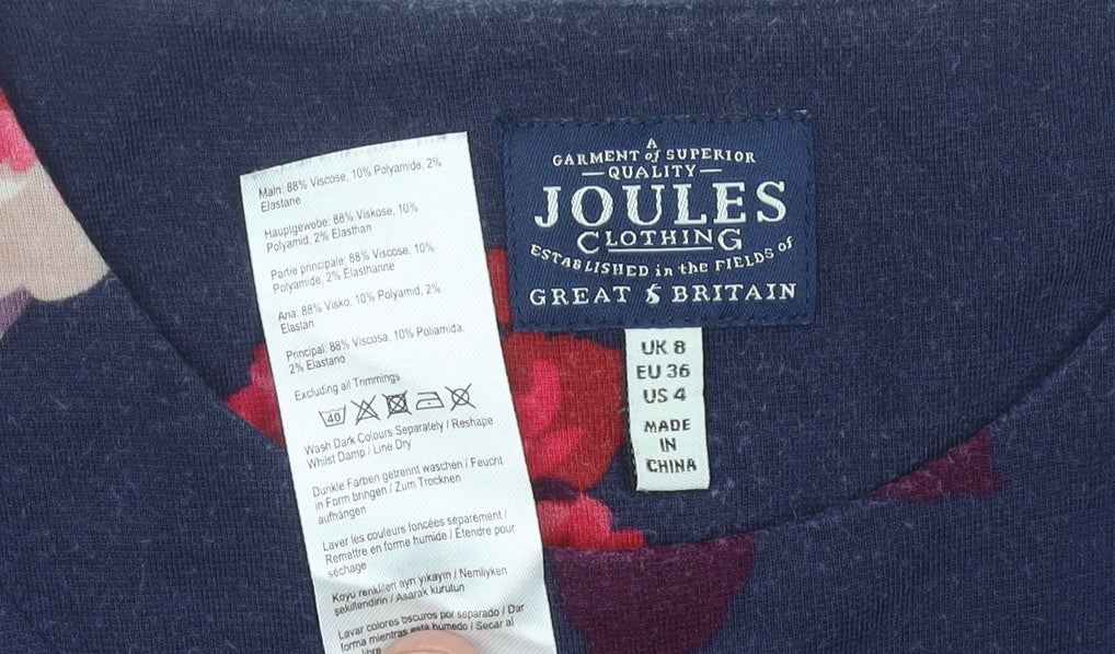 Joules Women’s Blue Floral A-Line Dress Size 8 Knee Length