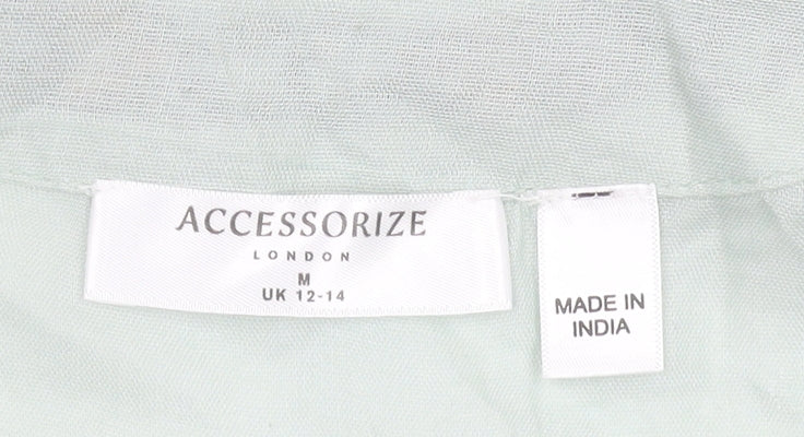 Accessorize Women’s Green Cotton Kimono Blouse UK 12 Boho Tassel