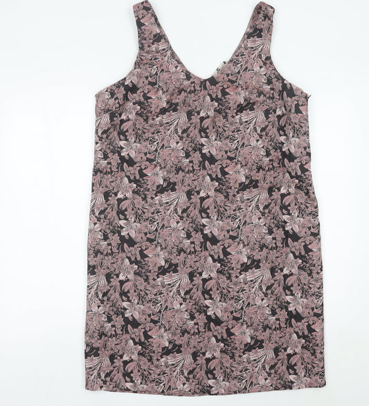 Tu Women’s Pink Floral Shift Dress Size 14 Sleeveless V-Neck