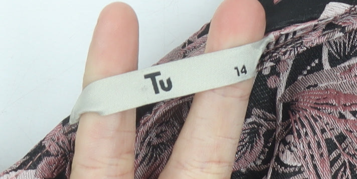 Tu Women’s Pink Floral Shift Dress Size 14 Sleeveless V-Neck