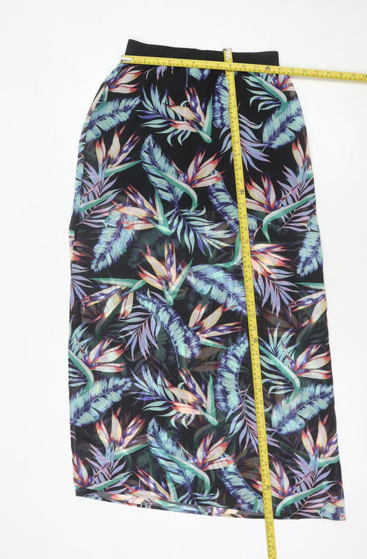H&M Women’s Multicoloured Tropical Floral Midi Skirt Size 8