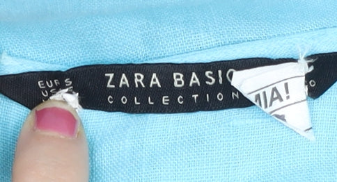 Womens UK Size S Zara Blue Tunic Blouse