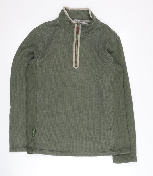 Mens UK Size S Mountain Warehouse Green Henley Sweatshirt
