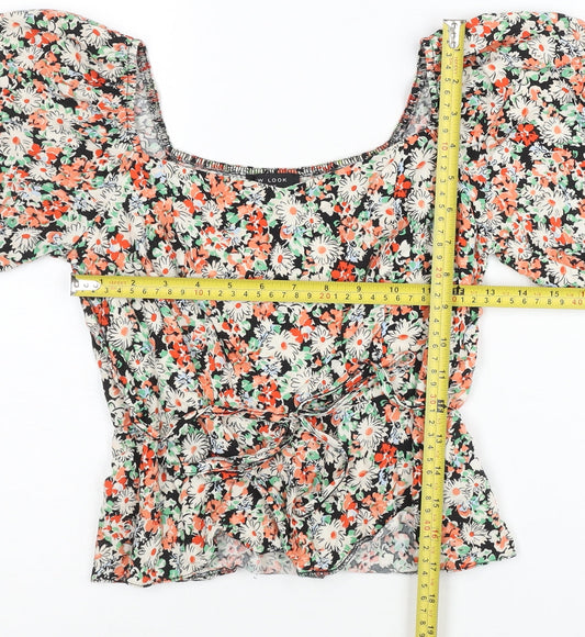 New Look Petite Womens Multicoloured Floral Puff Sleeve Blouse UK 8