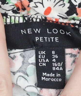 New Look Petite Womens Multicoloured Floral Puff Sleeve Blouse UK 8