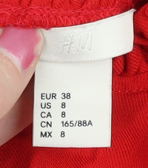Womens UK Size 10 H&M Red Cropped Blouse