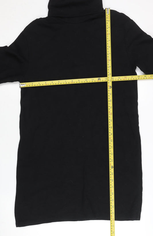 Zara Women Black Size 8 Shift Roll Neck Knee Length Dress