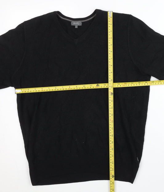 Wolsey Men’s Black Wool Blend V-Neck Pullover Jumper Size S
