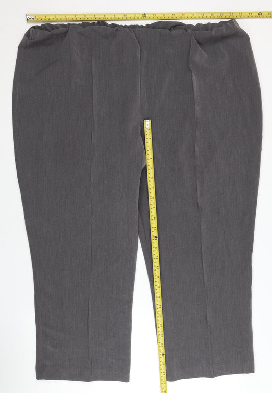 Bonmarché Women Grey Size 24 Plus Straight Leg Trousers