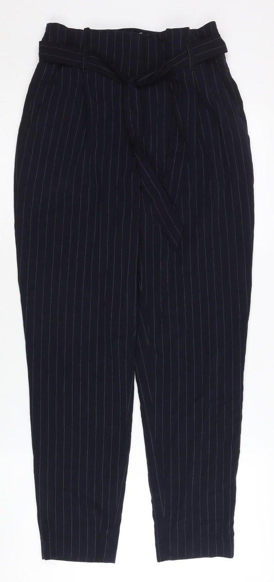 Womens UK Size 6 H&M Regular Fit Paperbag Blue Trousers