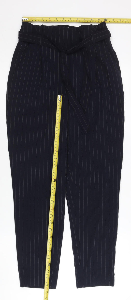 Womens UK Size 6 H&M Regular Fit Paperbag Blue Trousers