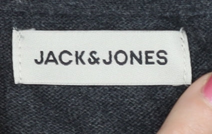 Jack & Jones Mens Grey XL Crew Neck Cotton Pullover Jumper