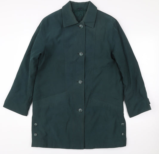 Additional front view of Nuage women’s green, size UK 10, mid-length overcoat polyester nylon