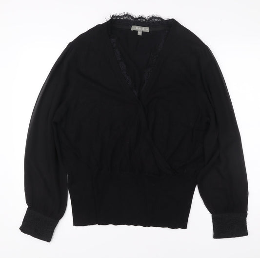Womens UK Size 2XL Oasis Black Wrap Blouse