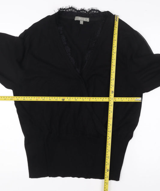 Womens UK Size 2XL Oasis Black Wrap Blouse