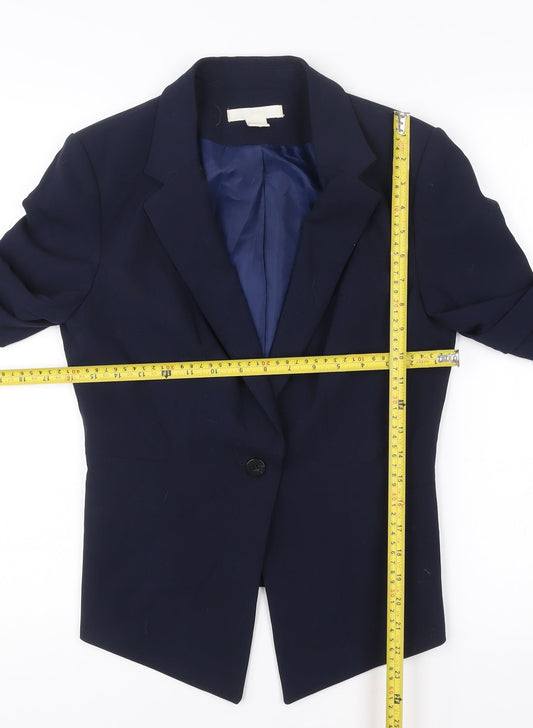 H&M Women’s Blue Size 10 One Button Tailored Suit Jacket