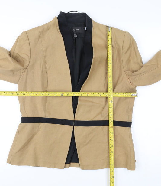 Mango Women Beige XL Suit Jacket Blazer Linen Blend Workwear