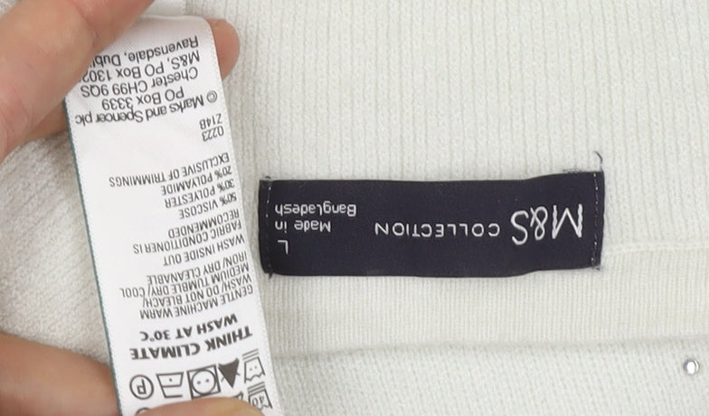 Womens UK Size L Marks and Spencer White Pullover Jumper