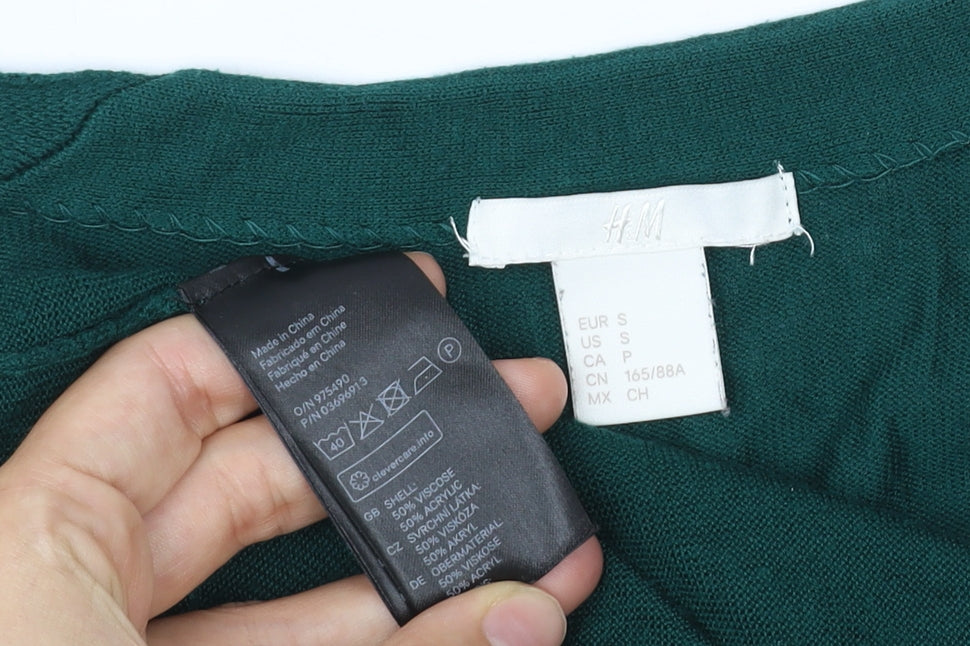 H&M Women’s Green Long Sleeve V-Neck Cardigan Size 8