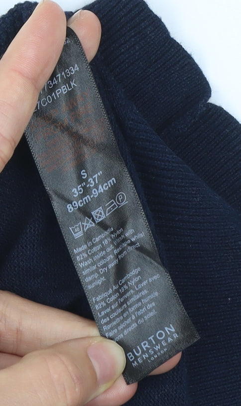 Burton Menswear Men’s Blue Small Pullover Jumper Cotton Blend