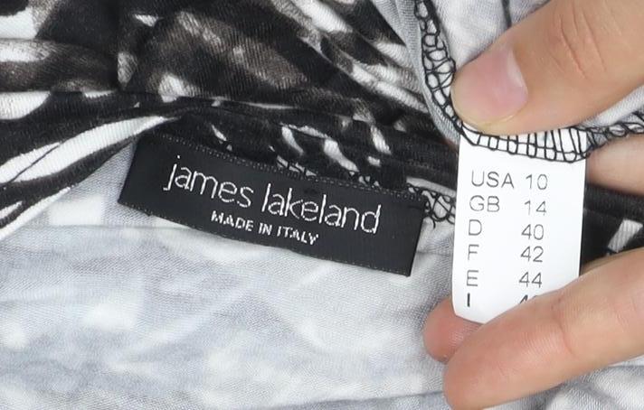 James Lakeland Women’s Black Animal Print Strapless Ruched Dress Size 14