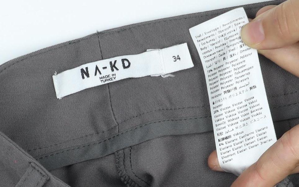 NA-KD Women’s Grey Wide-Leg Pleated Trousers Size 8