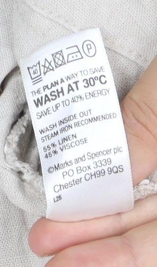 Marks and Spencer Women’s Beige A-Line Long Skirt Size 14 Linen Blend