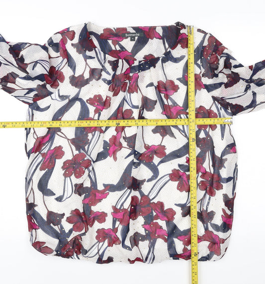 Bonmarché Women’s Multicoloured Floral Blouse Size 16 3/4 Sleeve