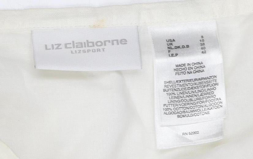 Liz Claiborne Women’s Ivory Floral Embroidered Linen Blend Skirt UK 10