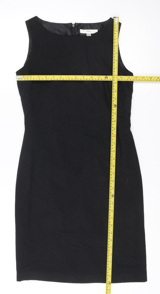 Next Womens Black Sheath Dress UK 8 Round Neck Sleeveless Workwear