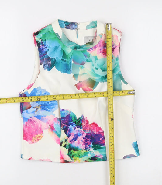 Coast Womens Cropped Floral Satin Tank Top Multicolour Size 6