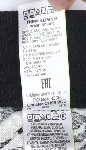 Marks and Spencer Womens Black Animal Print Skirt Size 16 Elastic Waist