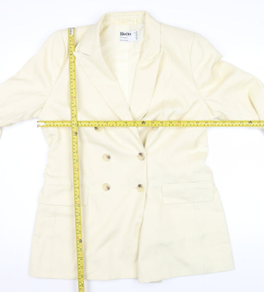 Primark Womens Ivory Double-Breasted Blazer Jacket Size 14