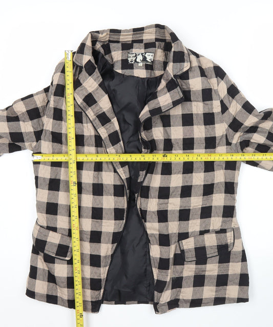 River Island Womens Black Beige Check Blazer Jacket Size 16