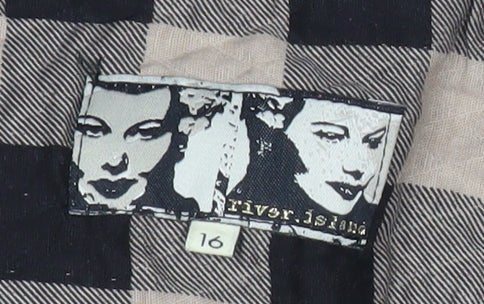 River Island Womens Black Beige Check Blazer Jacket Size 16