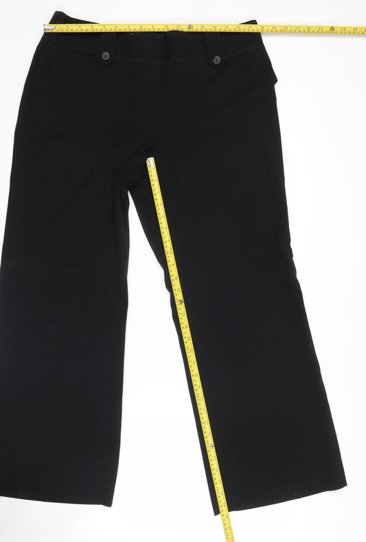 Next Womens Black Cropped Wide-Leg Trousers Size 16 Workwear