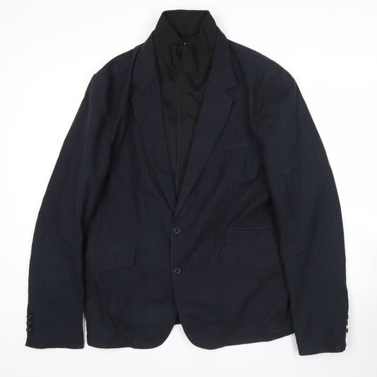 Zara Man Unisex Black Wool Pinstripe XL Blazer Jacket