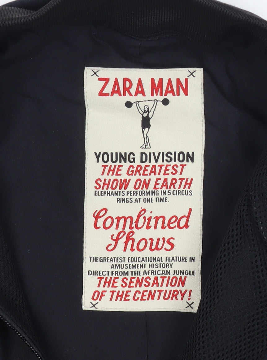 Additional view of Zara Man unisex black wool pinstripe xl blazer jacket