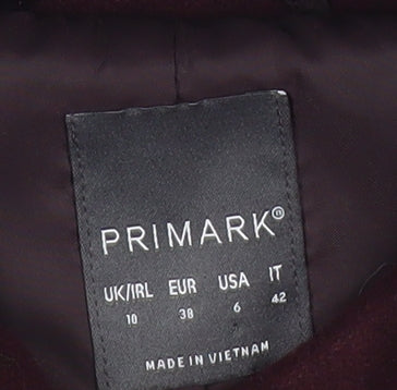 Primark Womens Purple Size 10 Hooded Mid-Length Coat