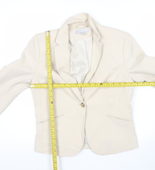 H&M Women Beige Size 10 Tailored Single-Breasted Blazer