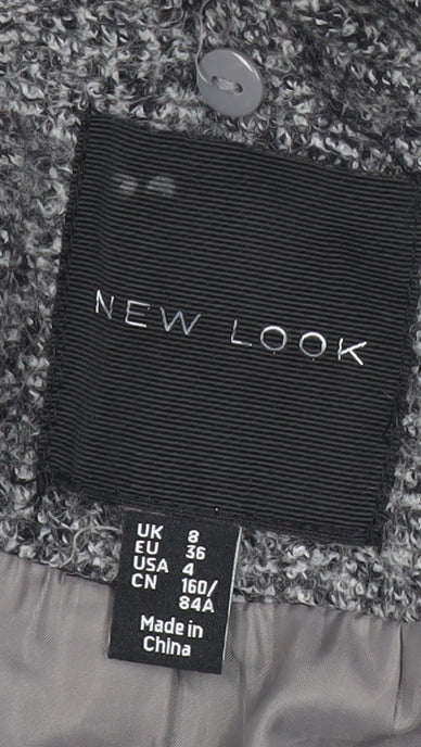 New Look Women’s Grey Wool Blend Mid-Length Overcoat UK 8