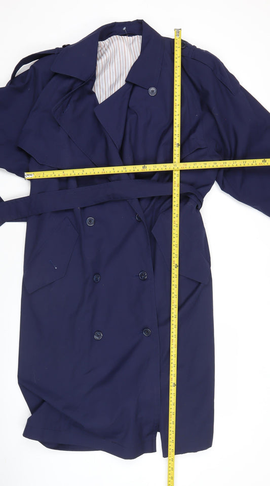 Clockhouse Women's Blue Trench Coat S Long Belted Classic Workwear