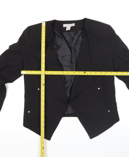H&M Women Black Size 10 Shawl Lapel Blazer Jacket