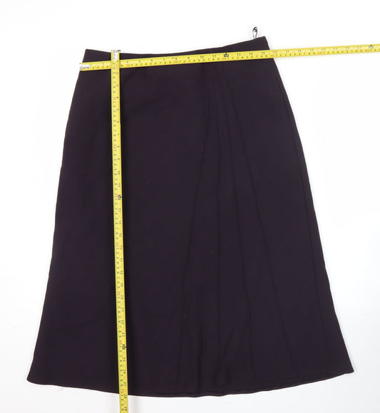 Marks and Spencer Women's Purple A-Line Midi Skirt Size 14