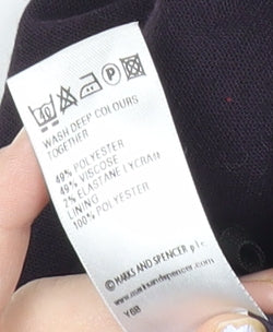 Marks and Spencer Women's Purple A-Line Midi Skirt Size 14