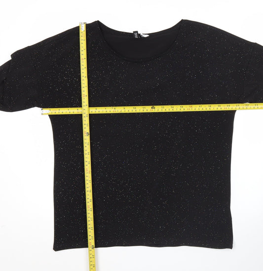 Womens UK Size 12 H&M Black Basic T-Shirt