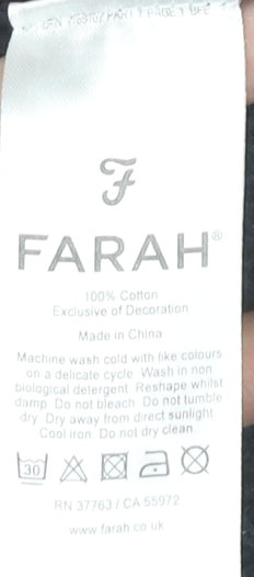 Farah Men's Blue Cotton Waffle-Knit Jumper Logo Size L