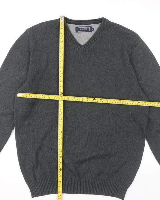 Maine New England Men's Grey Cotton V-Neck Jumper Size M