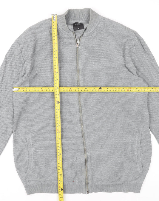 Burton Menswear London Men's Grey XS Full Zip Knit Jumper